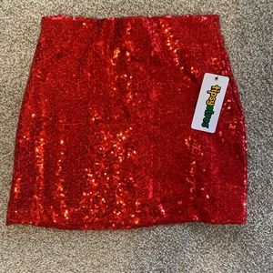 Tipsy Elves Red Sequin Skirt size Small